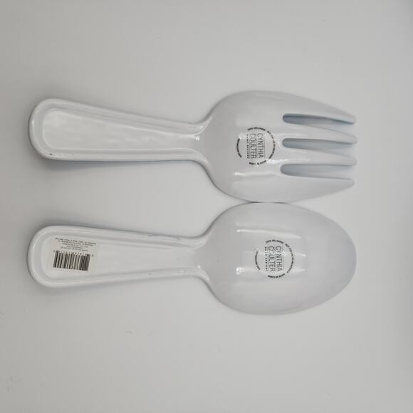 Salad Serving Set Cynthia Coulter Nautical Ocean Seaside Blue Stripes July 4th - Picture 11 of 15